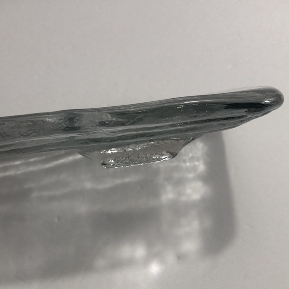 Rectangle Clear Thick Glass Ice Bark Design Appetizer/Platter/Tray NWT - Picture 8 of 13